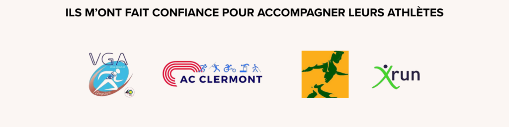 Les clubs qui m'ont fait confiance pour accompagner leurs athlètes